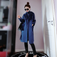 赛美意毛领系扣中长款开叉毛呢大衣外套女 欧洲站2019春夏新品OL通勤优雅毛呢大衣女外套S172h2484p3070