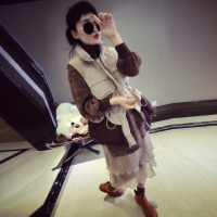 赛美意短款立领拉链松紧系带马甲女 欧洲站2019秋冬款新品韩版修身OL通勤优雅休闲马甲女S172h3047p1353