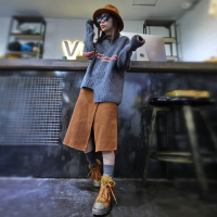 赛美意条纹不对称套头毛衫女 2019秋冬新品加长袖时尚OL通勤简约淑女街拍女毛衫S172h2898p1422