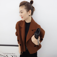 梵莉思 毛呢大衣女2019夏季新品翻领长袖双面呢宽松欧洲站短款女装F172g0532pF172g0532p3002