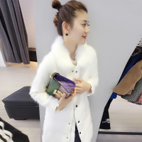 梵莉思2019新款毛领单排扣拉链羽绒服女冬中长款欧洲站修身显瘦纯色女装F172g1370p3310