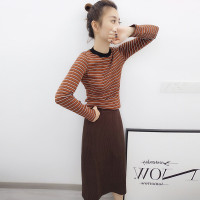 BOBOWALTZ欧洲站春夏装女2019新款欧货 韩版条纹撞色打底毛针织衫上衣B172f1548p1090