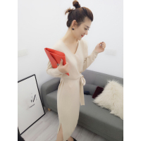 BOBOWALTZ欧洲站春夏装女2019新款欧货 韩版修身气质中长款针织连衣裙B172f1343p0112