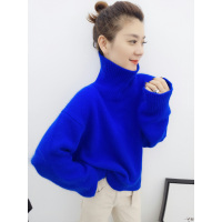 BOBOWALTZ针织衫女2019春新品高领条纹宽松套头欧洲站长袖毛衣B172f1315p1470