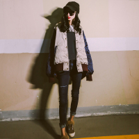 赛美意冬装女2019新款欧韩版宽松羽绒服休闲拼接外套女S172h4153p3302