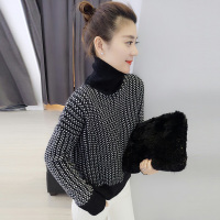 BOBOWALTZ春夏装女2019新款欧货 韩版条纹拼色高领针织衫毛衣加厚B172f2573p1430