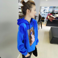 BOBOWALTZ春夏装女2019新款欧货 韩版宽松百搭纯色印花连帽卫衣B172f2447p1270