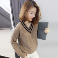 BOBOWALTZ欧洲站春夏装女2019新款欧货韩版百搭V领打底针织衫毛衣套头B172f2571p1493