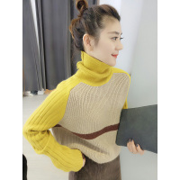 BOBOWALTZ欧洲站春夏装2019新款欧货时尚拼接撞色百搭高领长袖打底针织毛衣B172f2558p1401