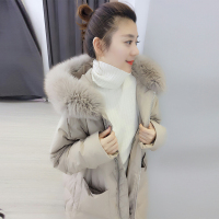 梵莉思冬装女新2019款欧韩版时尚连帽宽松大毛领羽绒服欧洲站F172g1745p3302