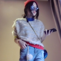 赛美意春夏季欧洲站女新款欧货韩版宽松拼色毛绒针织衫套头毛衣S172h5926p1402