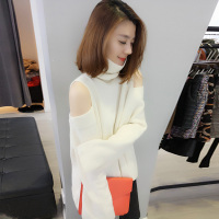 BOBOWALTZ欧洲站春夏装女2019新款欧货气质露肩高领白色打底毛衣针织衫B172f2820p1410