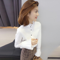 BOBOWALTZ欧洲站春夏装女2019新款欧货百褶喇叭袖上衣韩版显瘦时尚衬衫B172f2851p1110