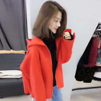 BOBOWALTZ2019春季欧洲站新款女装欧货韩版红色宽松连帽原宿风薄款毛呢外套B181k00103p