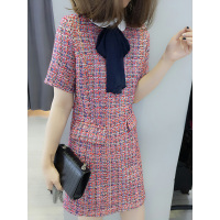 BOBOWALTZ欧洲站2019春夏装欧货新款优雅韩版蝴蝶结包臀娃娃领连衣裙女B181k00115p0142