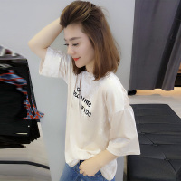 BOBOWALTZ欧洲站2019春夏装新款欧货时尚宽松套头圆领韩版薄款百搭T恤女B181k00182p1554