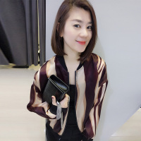 BOBOWALTZ欧洲站春夏装女2019新款欧货 韩版休闲百搭条纹短款夹克外套B171d0902p