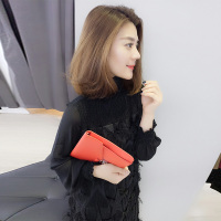 梵莉思欧洲站夏女2019新款欧货高领雪纺黑色打底修身毛毛中长款连衣裙F181n00072p0130