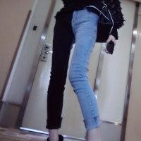 赛美意欧洲站冬装女2019新款时尚休闲欧美风拼色长款修身AB色显瘦牛仔裤S172h6166p2170