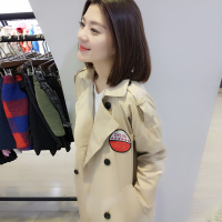 梵莉思欧洲站夏女2019新款欧货复古英伦风翻领修身外套中长款风衣F171e1047p3653
