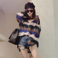赛美意欧洲站春夏季女2019新款欧货毛衣拼色条纹宽松显瘦套头薄款针织衫XB172h0491p1401