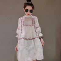 赛美意欧洲站春夏季女2019新款欧货宽松荷叶袖娃娃裙高腰连衣裙S181m01372p0110