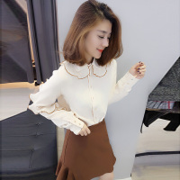 BOBOWALTZ欧洲站春夏装女2019新款欧货 韩版时尚荷叶边袖修身衬衫上衣B172f2847p1110