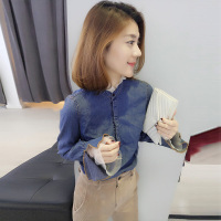 BOBOWALTZ欧洲站春夏装女2019新款欧货 韩版修身显瘦牛仔衬衫荷叶边上衣B172f2873p1070