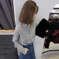 BOBOWALTZ欧洲站春夏装女2019新款欧货 韩版宽松条纹休闲长袖衬衫上衣B181k00041p1103