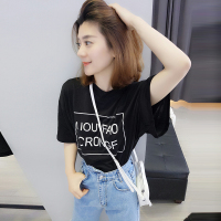 BOBOWALTZ欧洲站春夏装女2019新款欧货韩版黑色休闲圆领短袖T恤上衣B181k00549p1530