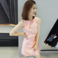 梵莉思欧洲站夏女2019新款 欧货圆领无袖淑女蝴蝶结温柔风连衣裙F171e5314p0142