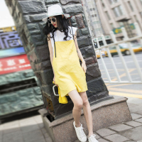 赛美意品欧洲站春女2019新款吊带裤欧货时尚宽松背带裤短裤XB171c5039p0150