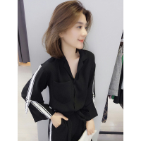 BOBOWALTZ欧洲站春夏装女2019新款欧货 韩版显瘦衬衫休闲裤两件套套装B181k00696p4030