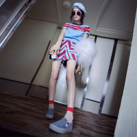 赛美意欧洲站女2019新款欧货欧美短款修身两件套短袖时尚套装韩版S181m02435p0171