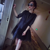 赛美意欧洲站春夏季女2019新款欧货站气质宽松黑色蓬蓬纱裙连衣裙S181m02364p0130