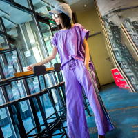 赛美意欧洲站女2019新款欧货欧美时尚修身纯色短袖两件套时尚套装S182m03000p4080