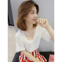 BOBOWALTZ欧洲站夏装女2019新款欧货 韩版挂脖小个子白色心机短袖T恤上衣B182k02012p1010