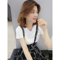 梵莉思欧洲站春季女装2019新款欧货气质格子套装韩版女原宿背带两件套F182n01293p4030