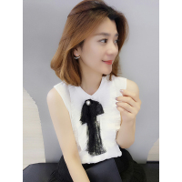 BOBOWALTZ欧洲站夏装女2019新款欧货潮韩版学生领无袖修身显瘦白色衬衫上衣B182k03116p1010