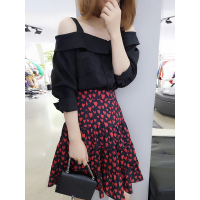 BOBOWALTZ2019夏季新款高端心形印花欧货名媛拼接白领气质半身裙女B182k03073p0240