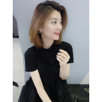 BOBOWALTZ2019新款夏装欧洲站女装欧货潮韩版黑色显瘦宽松连衣过膝网纱裙子B182k02579p0130