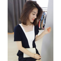 BOBOWALTZ2019新款夏装欧洲站女装欧货潮韩版黑色端庄气质显瘦短袖连衣短裙B182k04334p0130