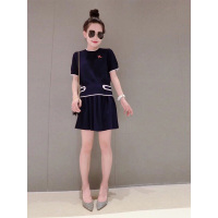 BOBOWALTZ欧洲站2019春高腰短裙套装半身裙两件套女春短袖针织时髦套装裙B182k04301p4030