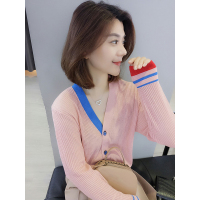 BOBOWALTZ欧洲站2019春装新款欧货潮韩版时尚宽松百搭V领长袖开衫针织衫女B182k04850p1442