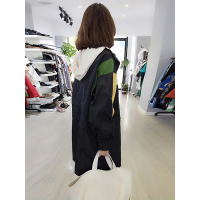 BOBOWALTZ2019新款春装欧洲站女装欧货潮韩版黑色时尚洋气宽松连帽长款外套B182k04861p3030