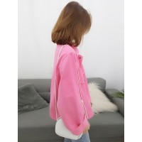 梵莉思欧洲站夏装女2019新款 欧货宽松韩版粉色工装牛仔短外套F181n00222p