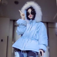 SAIMEIYI欧洲站2019女新款欧货站时尚显瘦加厚毛绒连帽纯色保暖羽绒服S172h5460p3371