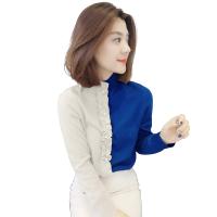 BOBOWALTZ欧洲站女春装2019新款欧货 韩版拼色修身内搭打底针织衫毛衣B184k08791p