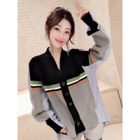 赛美意(SAIMEIYI)欧洲站春夏季时尚拼接毛衣女2019新款欧货设计感上衣针织开衫外套S184m11784p