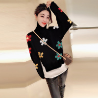 赛美意(SAIMEIYI)欧洲站春夏季2019新款韩版欧货宽松短款打底针织衫高领假两件毛衣女S184m11824p